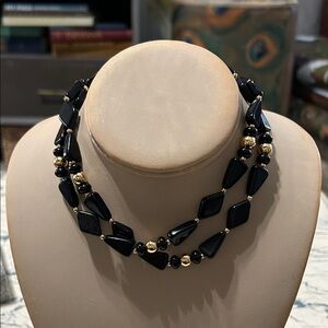 Trifari Black and Gold Geometric Necklace